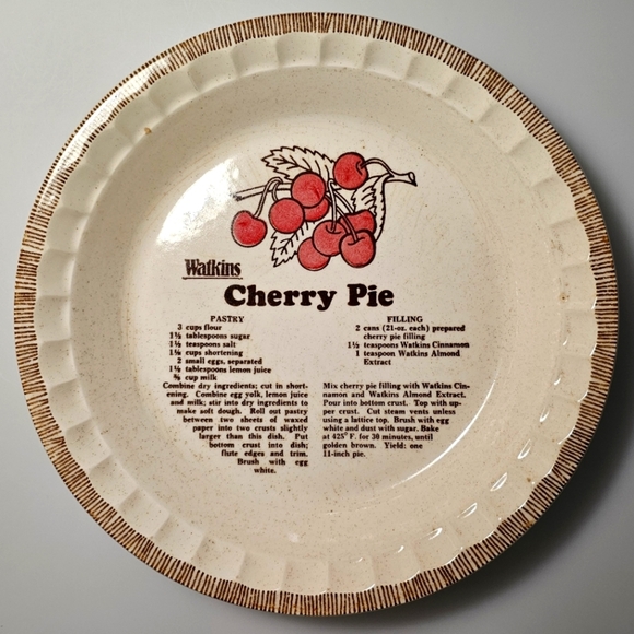 Vintage Watkins Cherry Pie Recipe Baking Plate - Picture 1 of 11